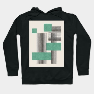 Stripes and Square Composition - Green Hoodie